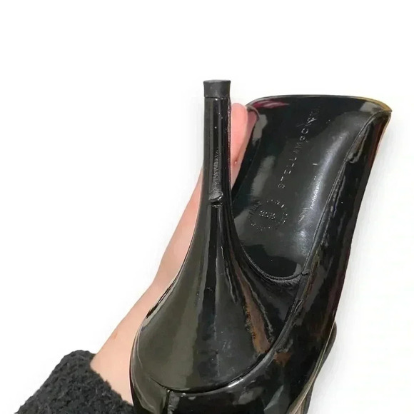 Stella McCartney Black Patent Leather Chic Stiletto Ankle Booties Size 36.5 - Picture 8 of 10